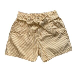 Liz Claiborne Shorts Women's Size 4 Yellow White Striped High‎ Waist Belt